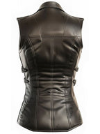 Claire Black Leather Vest for Women