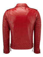 Diamond quilted Red leather jacket