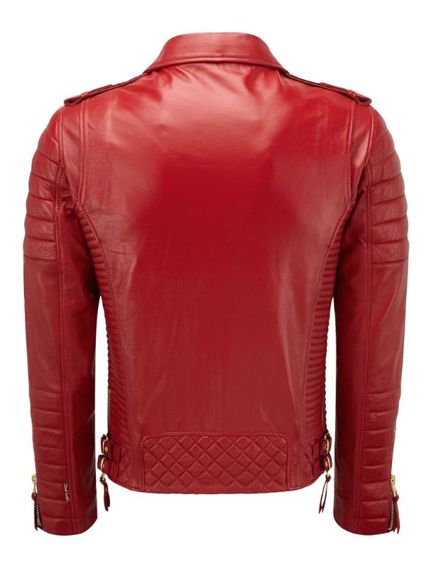 Diamond quilted Red leather jacket