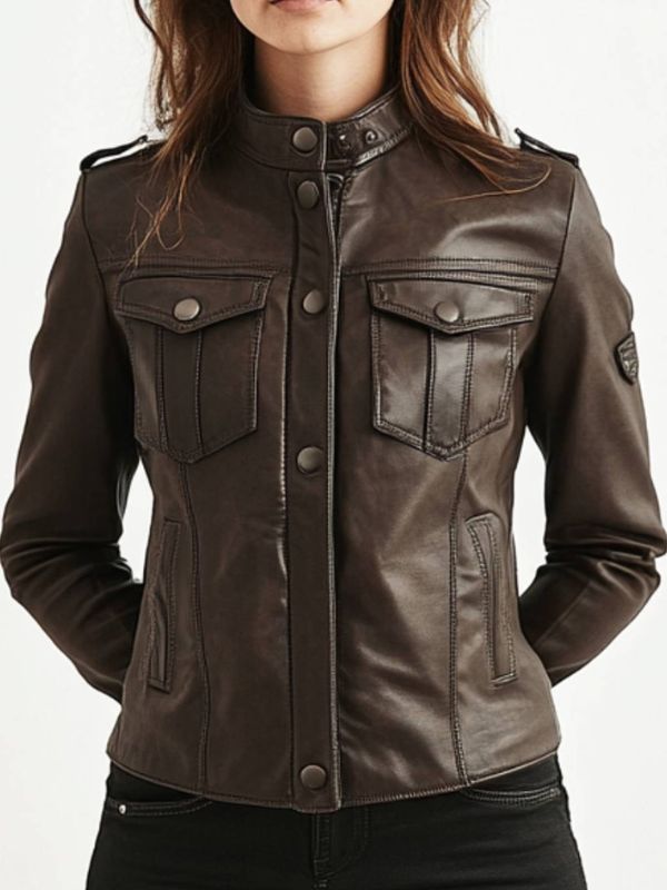 Elsie Leather Brown Jacket – Women’s Classic Leather Outerwear