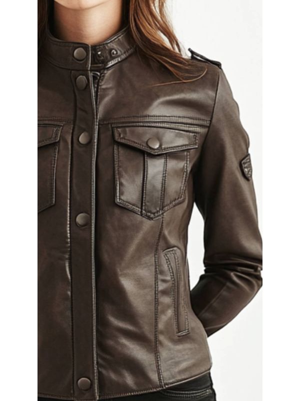 Elsie Leather Brown Jacket – Women’s Classic Leather Outerwear