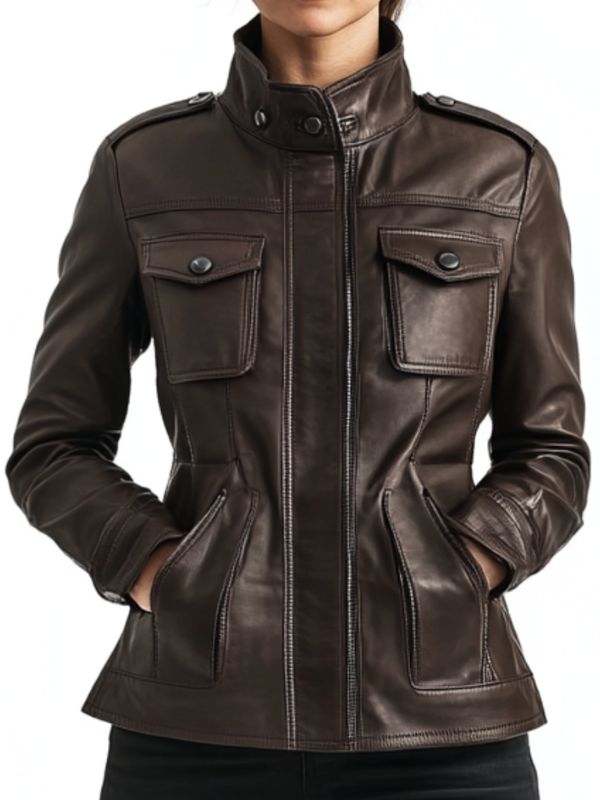 Evelyn Leather Brown Jacket – Women’s Leather Jacket in Brown
