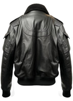 Flight Bomber Black Leather Jacket – Men Bomber Leather Jacket