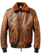 Flight Bomber Jacket – Aviator Flight Bomber Leather Jacket Distressed Brown