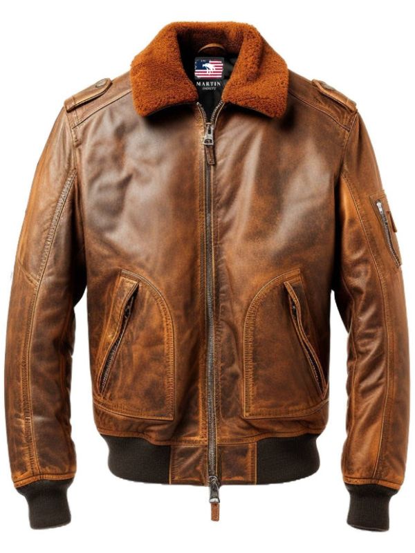 Flight Bomber Jacket – Aviator Flight Bomber Leather Jacket Distressed Brown