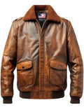 Flight Bomber Jacket – Aviator Flight Bomber Leather Jacket Vintage Brown