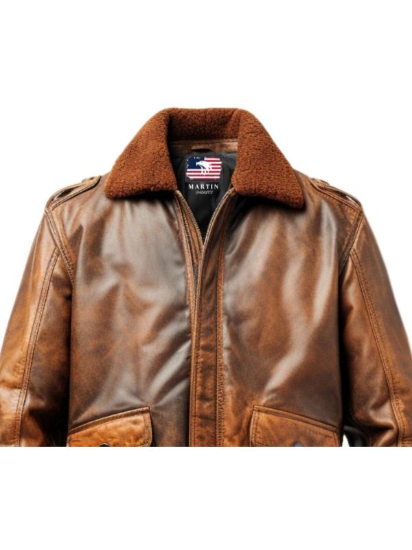Flight Bomber Jacket – Aviator Flight Bomber Leather Jacket Vintage Brown