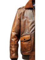Flight Bomber Jacket – Aviator Flight Bomber Leather Jacket Vintage Brown