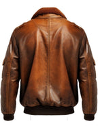 Flight Bomber Jacket – Aviator Flight Bomber Leather Jacket Vintage Brown