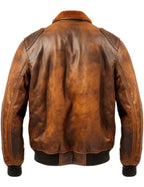 Flight Bomber Jacket – Aviator Flight Bomber Leather Jacket Distressed Brown