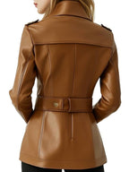 Harper Leather Brown Jacket for Women