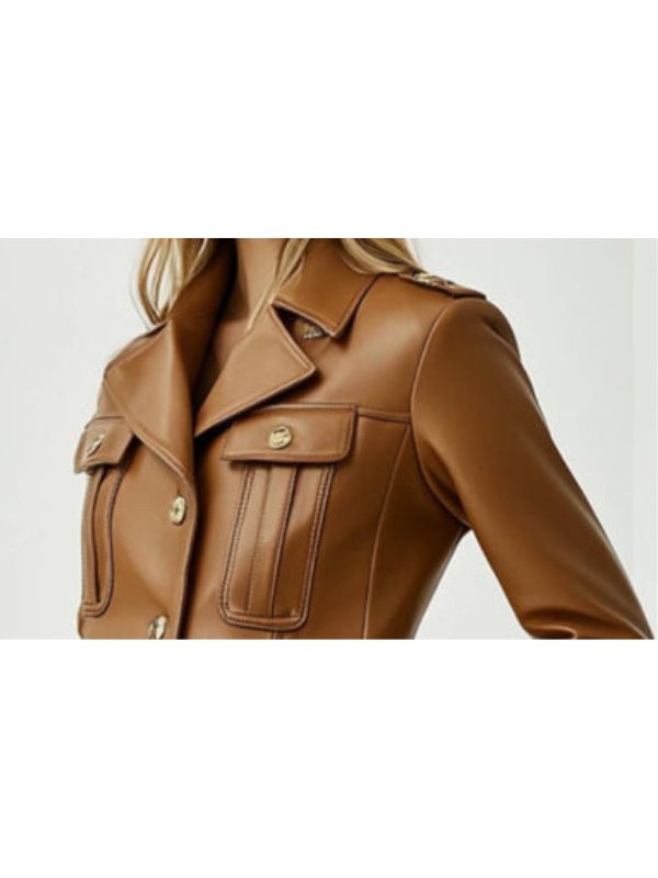 Harper Leather Brown Jacket for Women