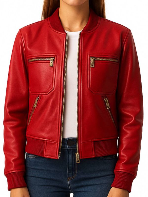 Isla Leather Red Jacket – Women Leather Jacket Red