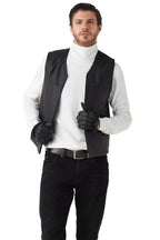 Caspian Black Leather Vest for Men