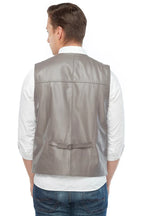 Izaiah Grey Leather Vest for Men