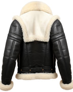 Men Aviator B3 Bomber Black Leather Jacket
