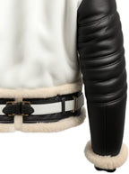 Men’s Aviator B3 Bomber Leather Jacket – Black &amp; White