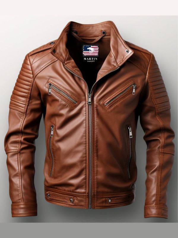 Men’s Benjamin Brown Biker Leather Jacket