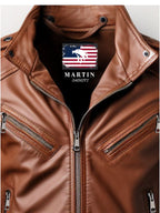 Men’s Benjamin Brown Biker Leather Jacket