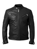 Men Black Biker Leather Jacket