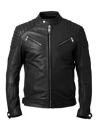 Men Black Biker Leather Jacket