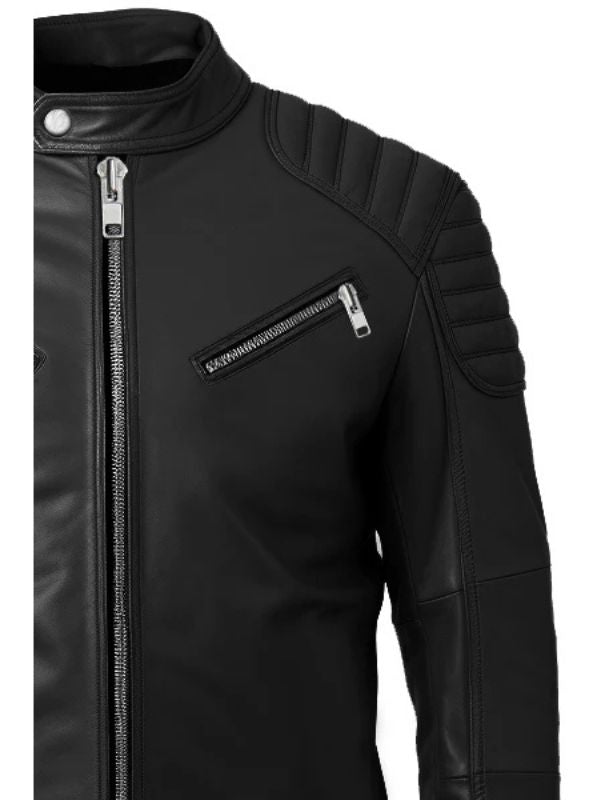 Men Black Biker Leather Jacket