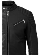 Men Black Biker Leather Jacket