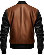 Men Black Bomber Leather Jacket - Leather Bomber Jacket