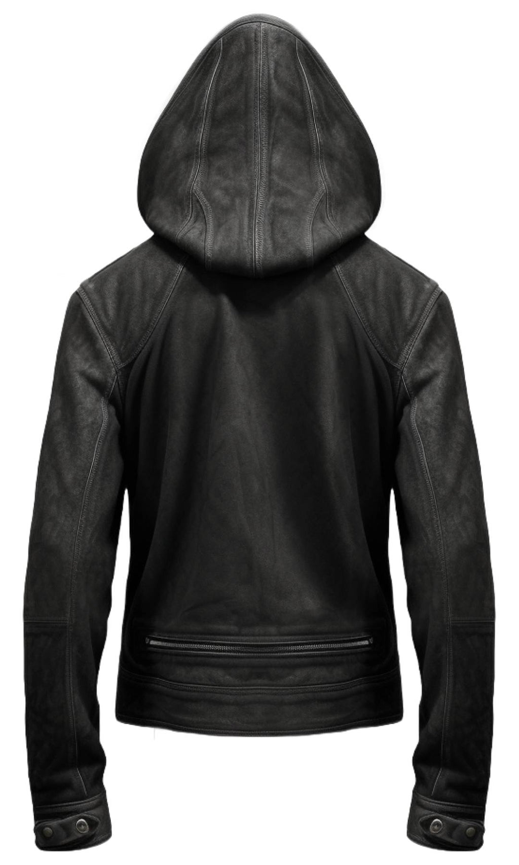 Men’s Black Hooded Suede Leather Jacket