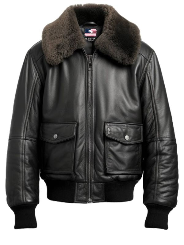 Men Black Leather Bomber Jacket – G1 Bomber Leather Jacket