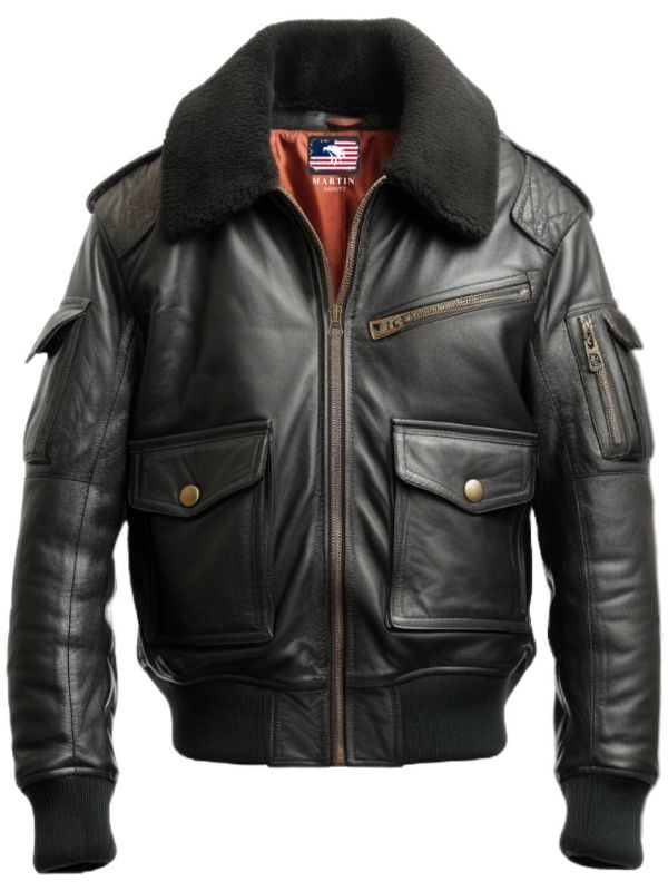 Black Bomber Leather Jacket – Aviator B3 Style