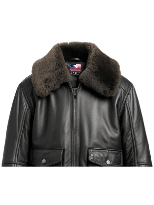 Men Black Leather Bomber Jacket – G1 Bomber Leather Jacket