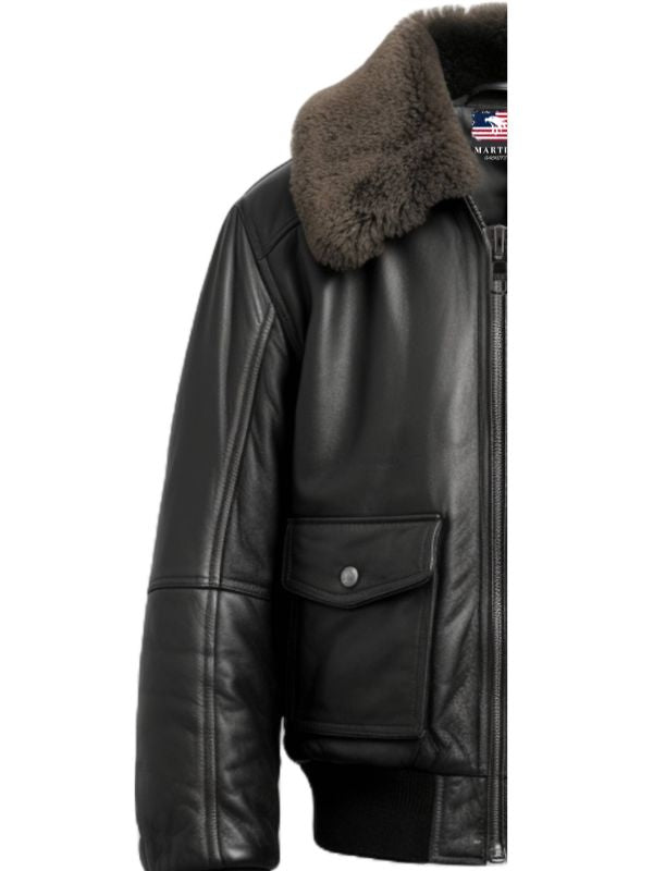 Men Black Leather Bomber Jacket – G1 Bomber Leather Jacket