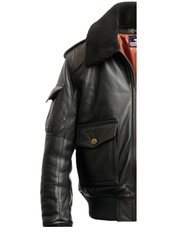 Black Bomber Leather Jacket – Aviator B3 Style