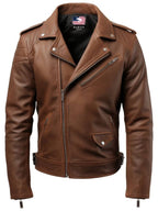 Men’s Brown Biker Leather Jacket – Brown Moto Jacket