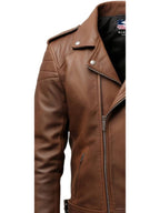 Men’s Brown Biker Leather Jacket – Brown Moto Jacket