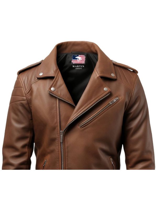 Men’s Brown Biker Leather Jacket – Brown Moto Jacket