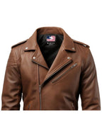 Men’s Brown Biker Leather Jacket – Brown Moto Jacket