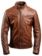 Men’s Brown Leather Biker Jacket – Genuine Leather Jacket
