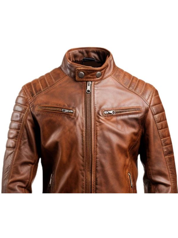 Men’s Brown Leather Biker Jacket – Genuine Leather Jacket