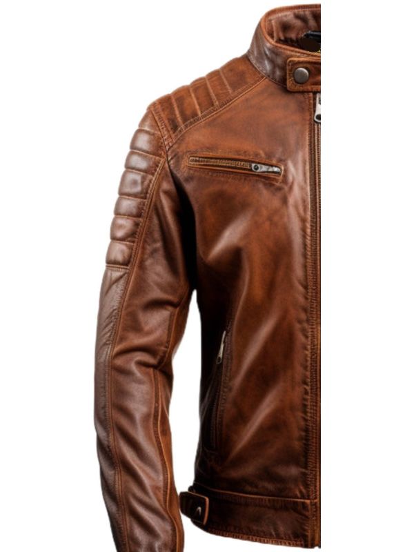 Men’s Brown Leather Biker Jacket – Genuine Leather Jacket