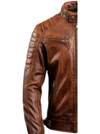 Men’s Brown Leather Biker Jacket – Genuine Leather Jacket