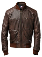 Men’s Brown Leather Bomber Jacket
