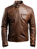 Men’s Brown Leather Jacket – Leo Distressed Brown Leather Jacket