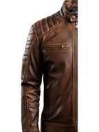 Men’s Brown Leather Jacket – Leo Distressed Brown Leather Jacket