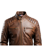 Men’s Brown Leather Jacket – Leo Distressed Brown Leather Jacket