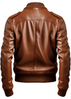 Men Brown Leather Strap Pocket Style Jacket – Brown Leather Jacket Men