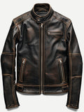 Men’s Brown Rub-Off Leather Jacket for Men