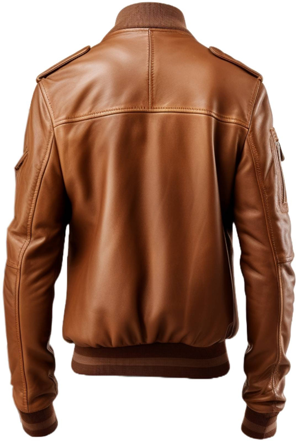 Men Brown Strap Pockets Bomber Leather Jacket – Bomber Jacket Mens