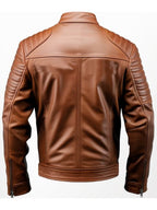 Men’s Classic Swiss Brown Cafe Racer Leather Jacket